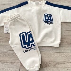 Zara Kids White and Navy LA Sweatshirt and Joggers Set